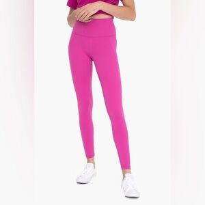 Mono B Tapered Band Essential Solid High Waist Leggings Purple Orchid Size M